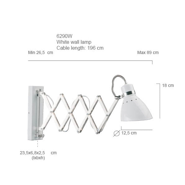 Wandlamp Spring 6290W wit met E27 fitting en draaidimmer