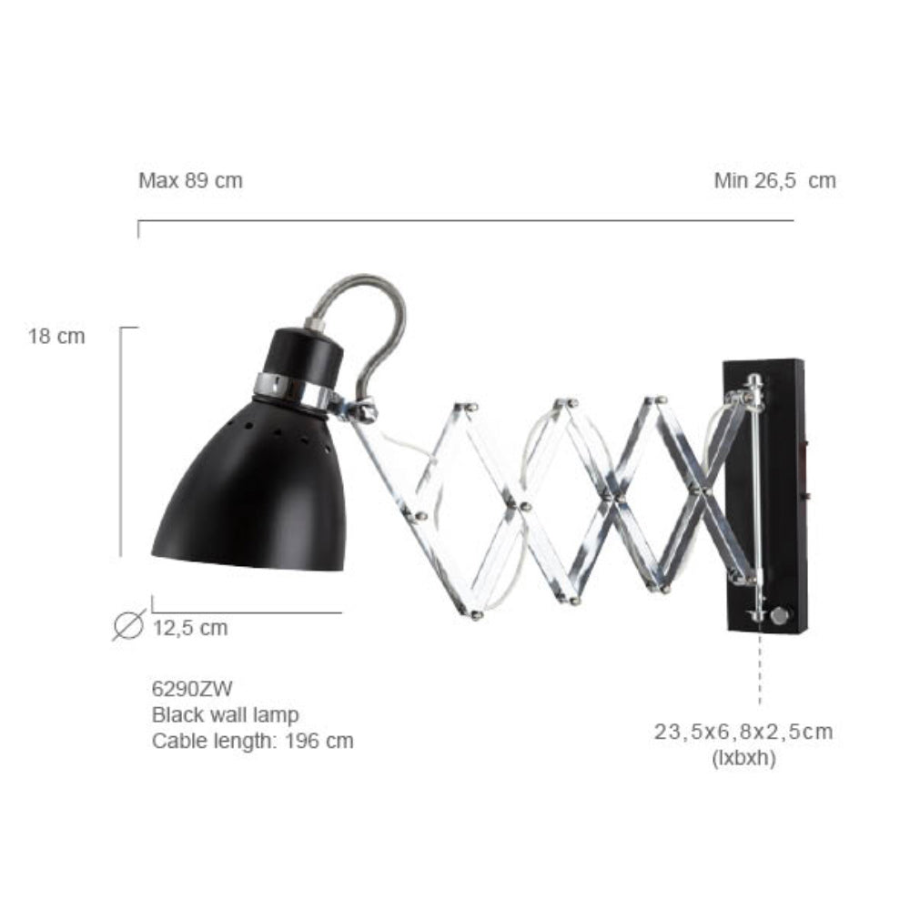 Wandlamp Spring 6290ZW Zwart