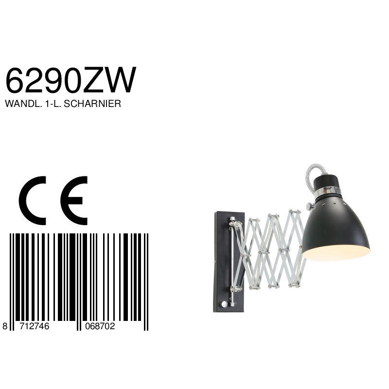 Wandlamp Spring 6290ZW Zwart