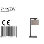 Zwarte tafellamp Stang 7119ZW met grijs grof linnen kap