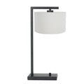 Zwarte tafellamp Stang 7120ZW met wit grof linnen kap