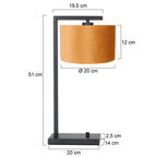 Zwarte tafellamp Stang 7123ZW met goud velours kap