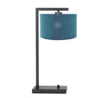 Zwarte tafellamp Stang 7124ZW met blauw velours kap