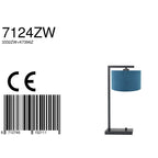 Zwarte tafellamp Stang 7124ZW met blauw velours kap