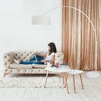 Vloerlamp Sparkled Light 7268W+K1066QS Wit-Wit Linnen