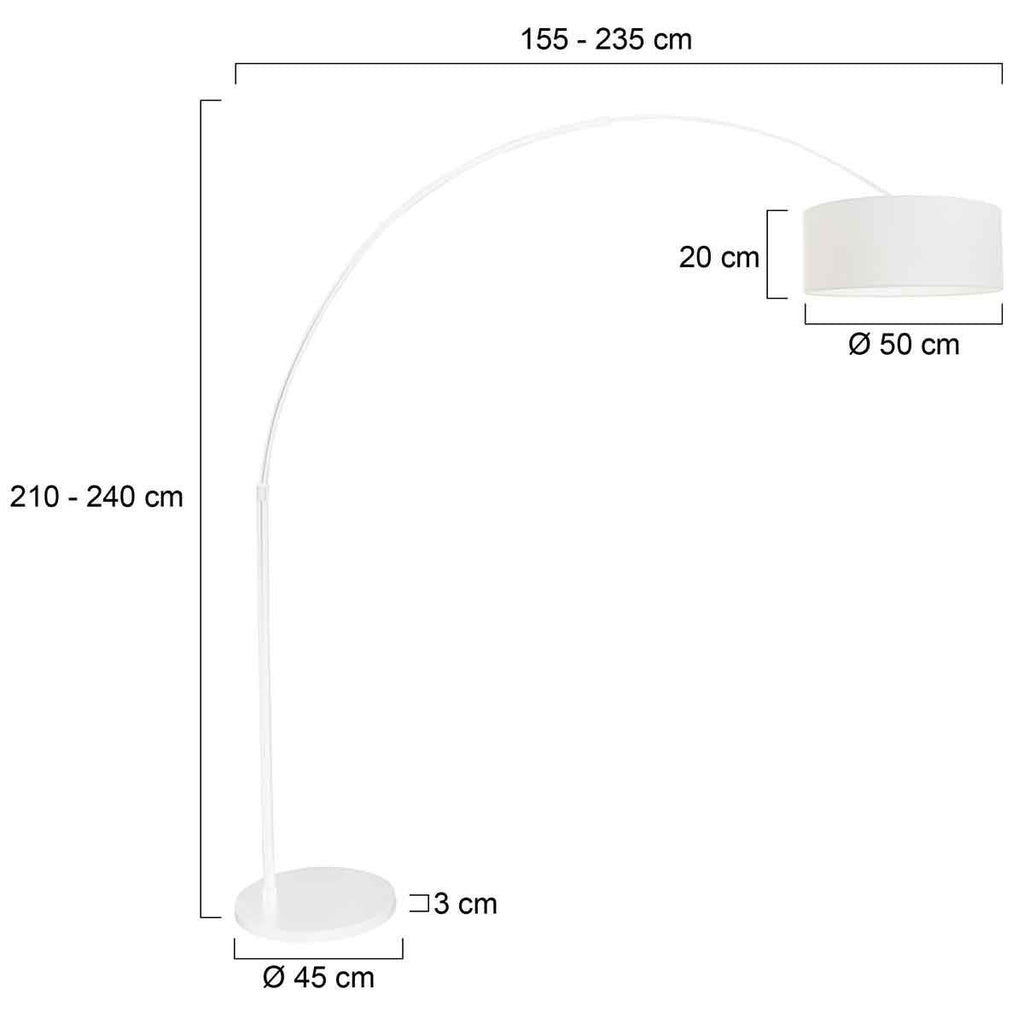 Vloerlamp Sparkled Light 7268W+K1066QS Wit-Wit Linnen