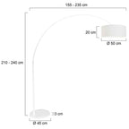 Vloerlamp Sparkled Light 7268W+K1066QS Wit-Wit Linnen