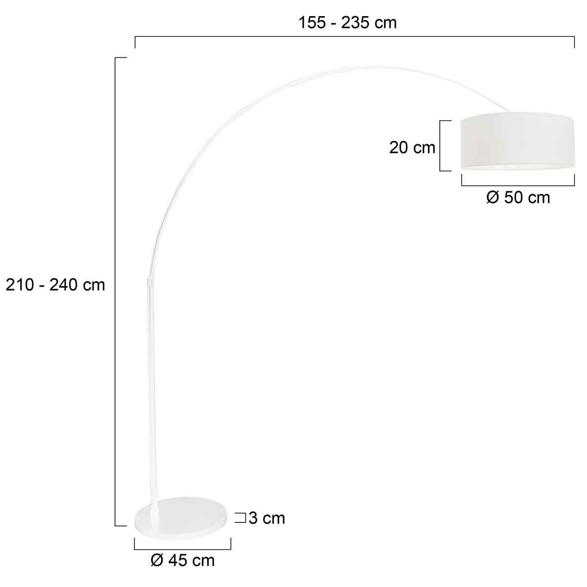Vloerlamp Sparkled Light 7268W+K1066QS Wit-Wit Linnen