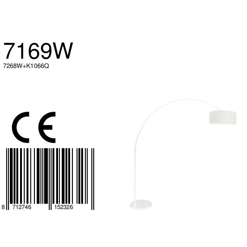 Vloerlamp Sparkled Light 7268W+K1066QS Wit-Wit Linnen