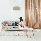 Vloerlamp Sparkled Light 7268W+K1066RS Wit-Grijs Linnen