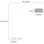 Vloerlamp Sparkled Light 7268W+K1066RS Wit-Grijs Linnen