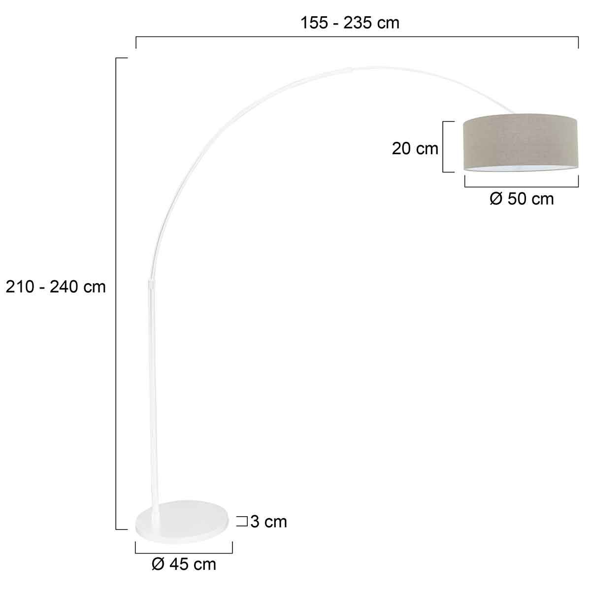 Vloerlamp Sparkled Light 7268W+K1066RS Wit-Grijs Linnen