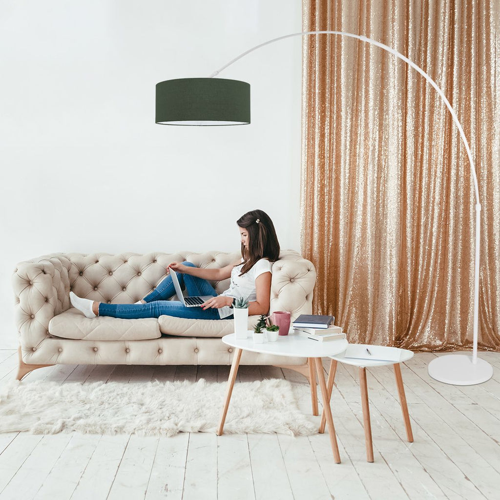 Vloerlamp Sparkled Light 7268W+K1066VS Wit-Fluweel Groen