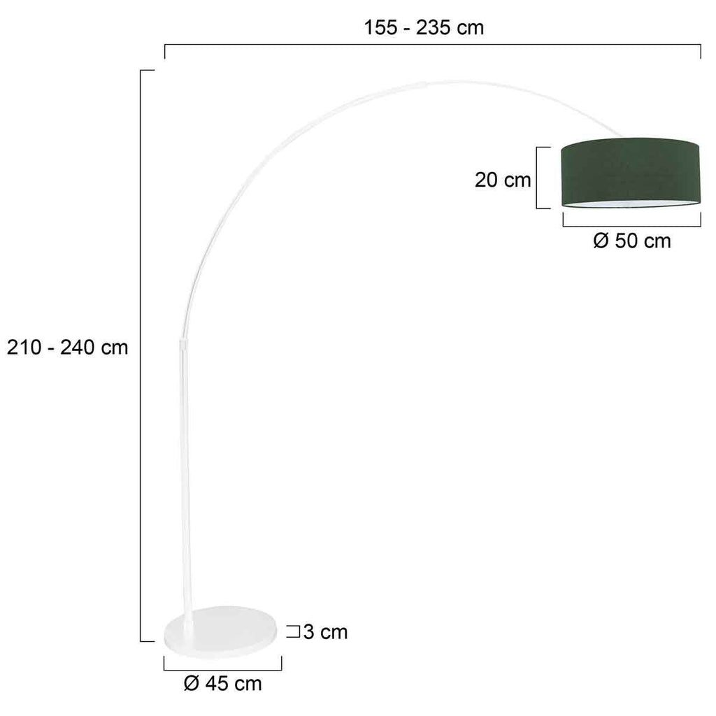 Vloerlamp Sparkled Light 7268W+K1066VS Wit-Fluweel Groen