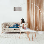 Vloerlamp Sparkled Light 7268W+K1066GS Wit-Fluweel Zilver