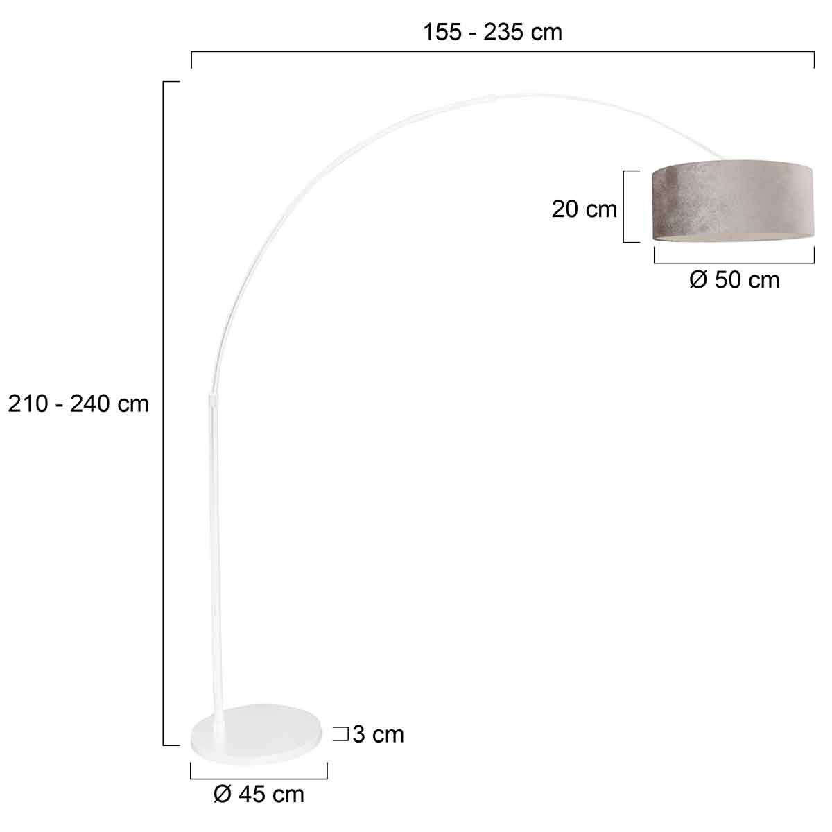 Vloerlamp Sparkled Light 7268W+K1066GS Wit-Fluweel Zilver