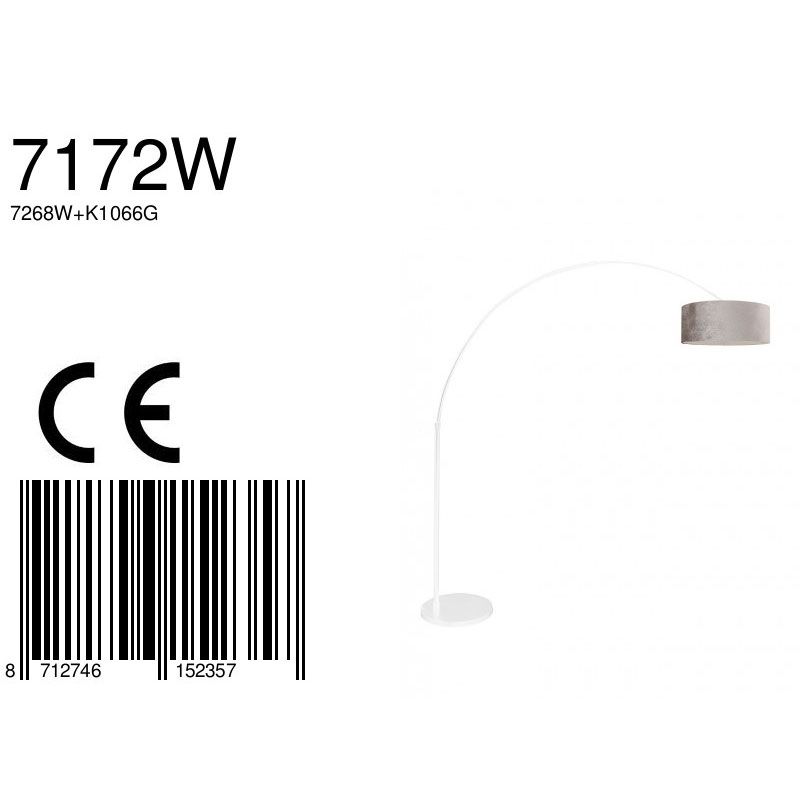 Vloerlamp Sparkled Light 7268W+K1066GS Wit-Fluweel Zilver