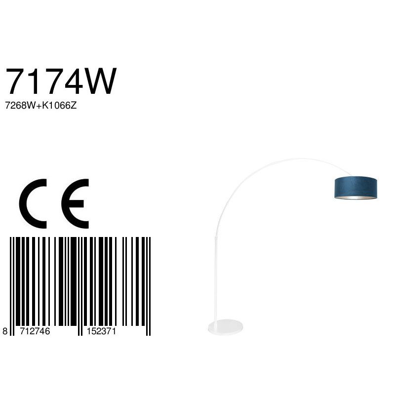 Vloerlamp Sparkled Light 7268W+K1066ZS Wit-Fluweel Blauw