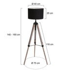 Vloerlamp Triek 7175ZW met zwart linnen kap Ø40 cm