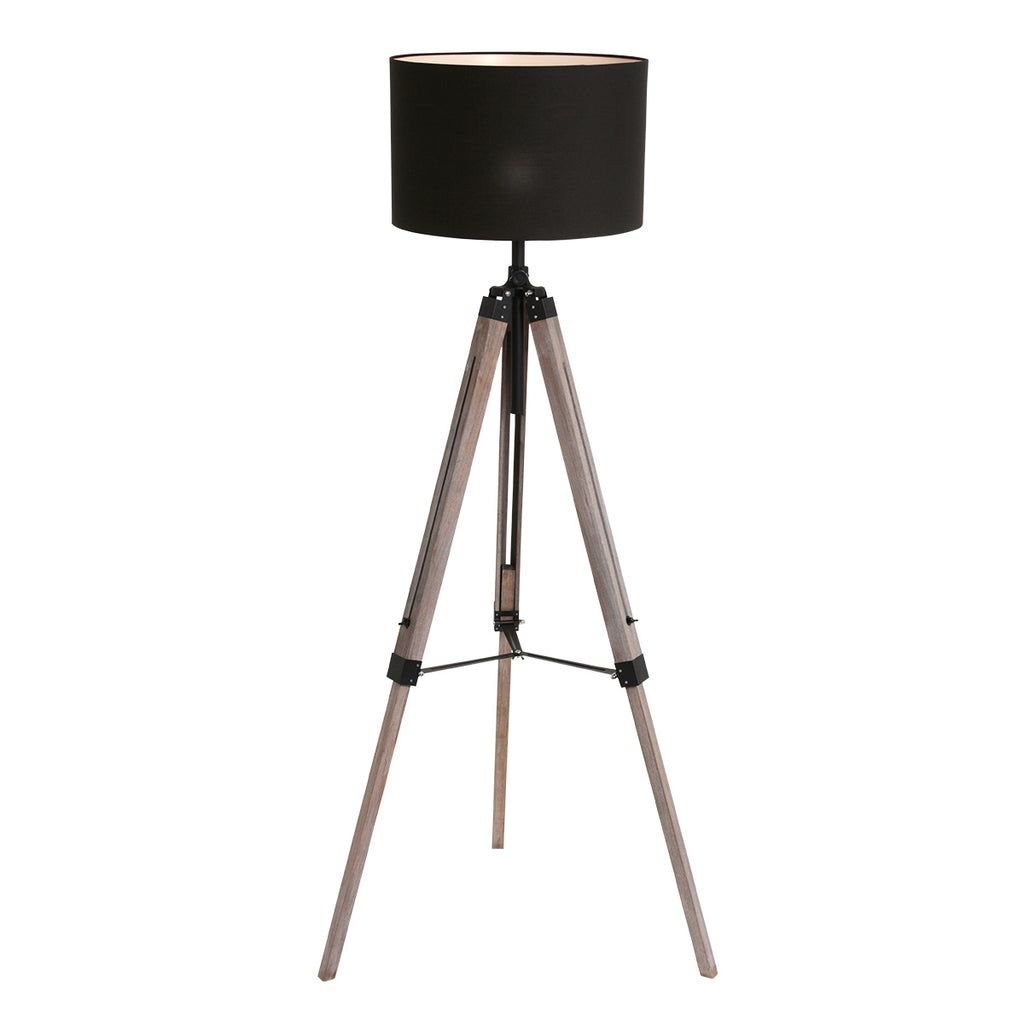 Vloerlamp Triek 7175ZW met zwart linnen kap Ø40 cm