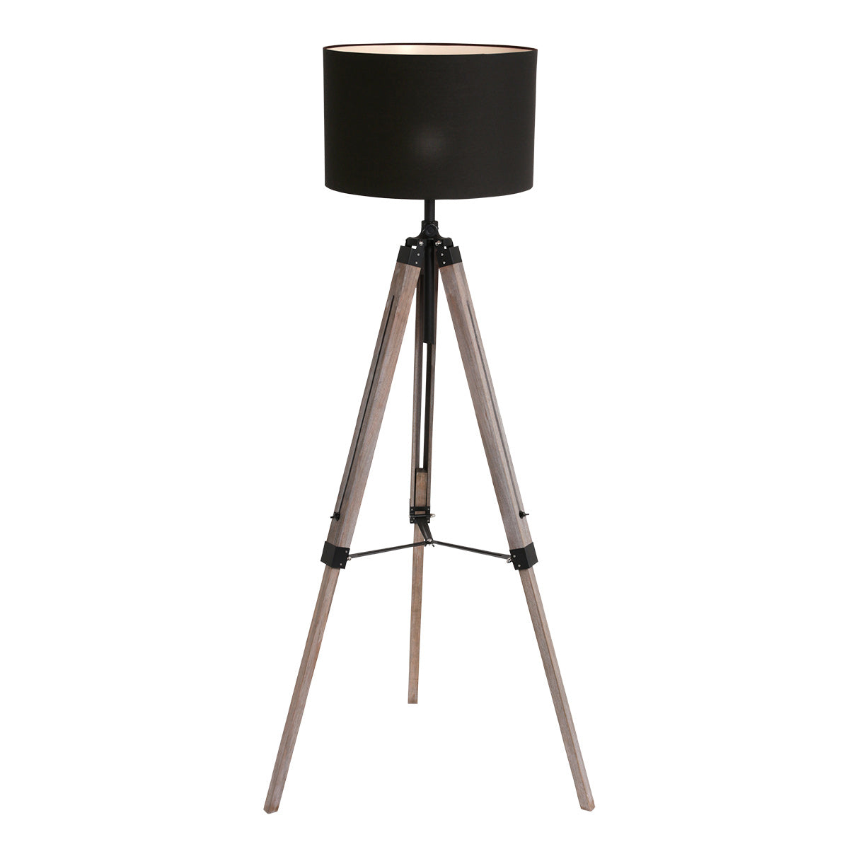 Vloerlamp Triek 7175ZW met zwart linnen kap Ø40 cm