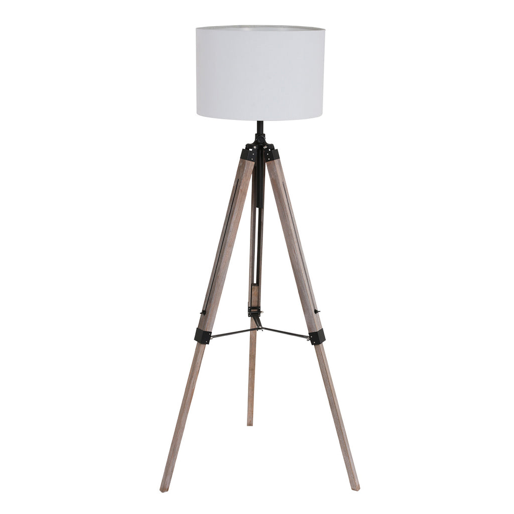Vloerlamp Triek 7176ZW met grof witte linnen kap Ø40 cm