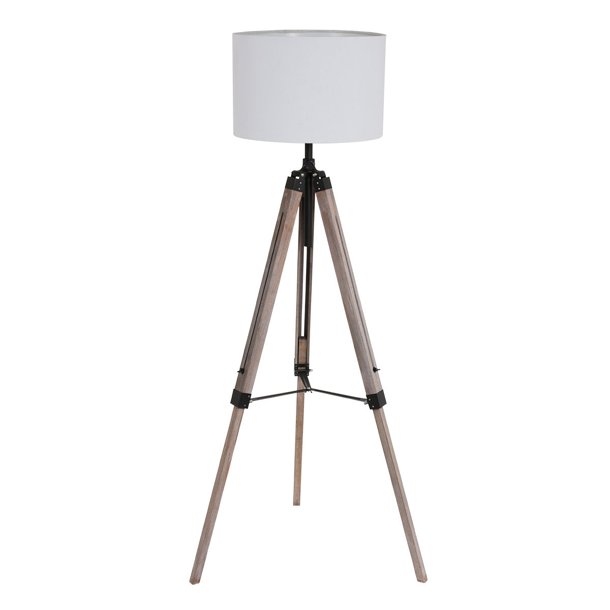 Vloerlamp Triek 7176ZW met grof witte linnen kap Ø40 cm