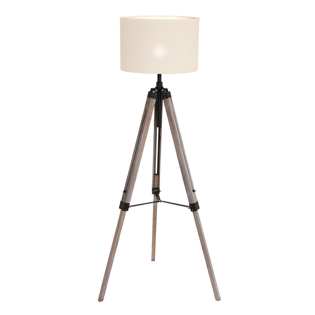 Vloerlamp Triek 7176ZW met grof witte linnen kap Ø40 cm