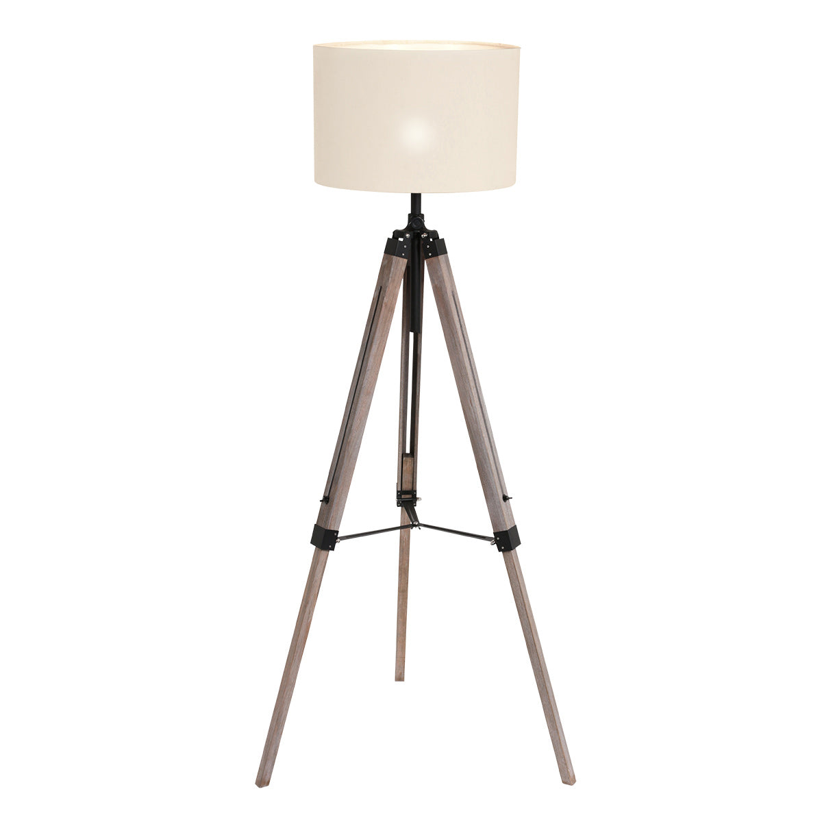 Vloerlamp Triek 7176ZW met grof witte linnen kap Ø40 cm