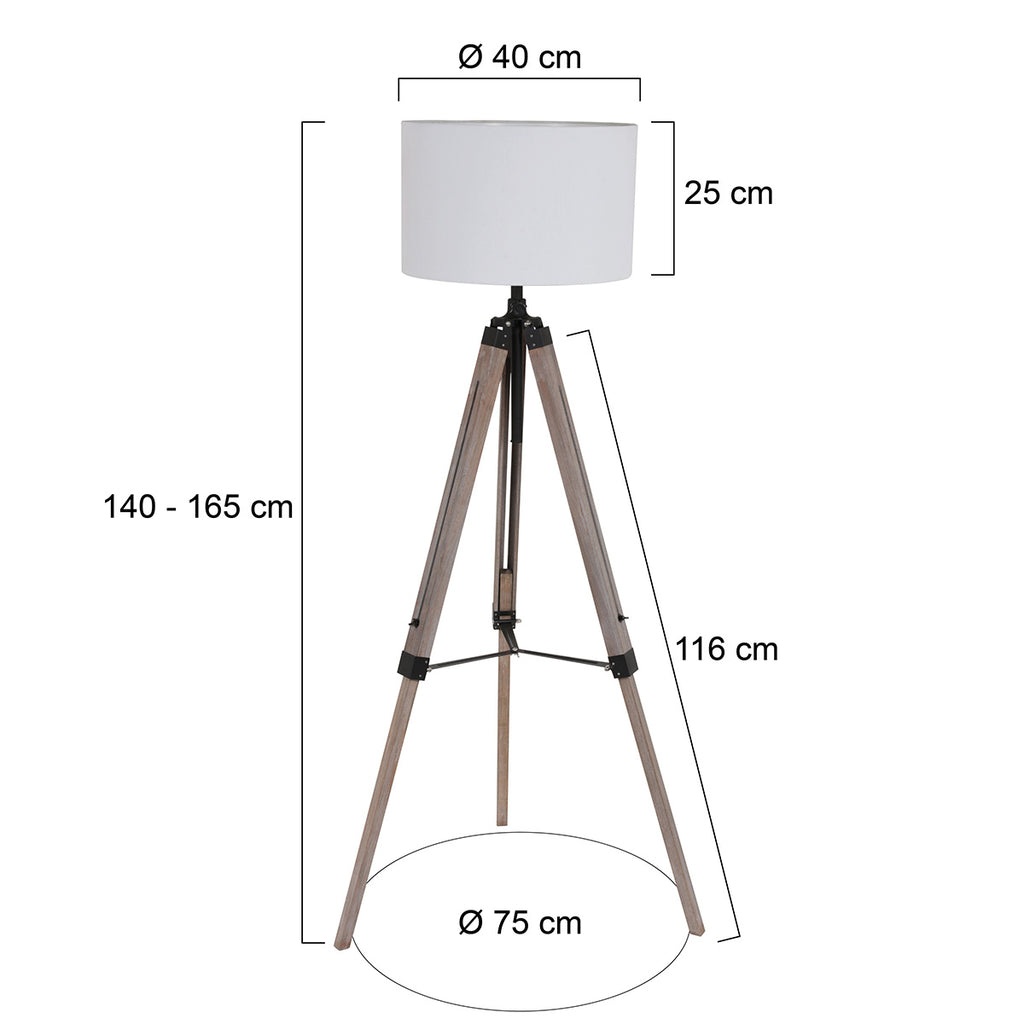 Vloerlamp Triek 7176ZW met grof witte linnen kap Ø40 cm