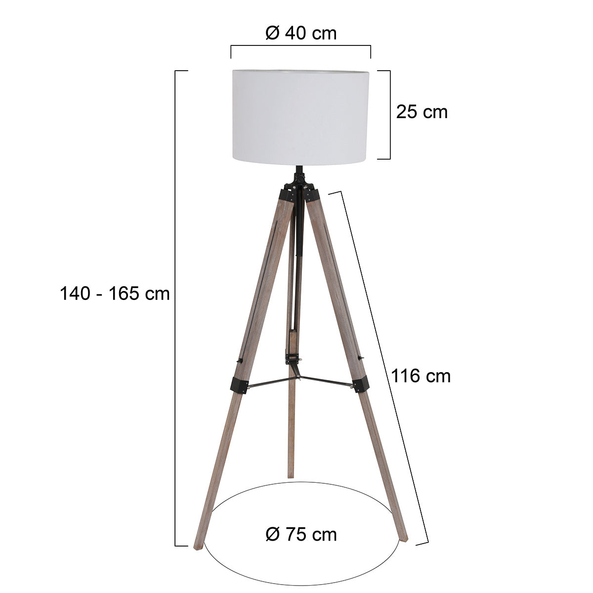 Vloerlamp Triek 7176ZW met grof witte linnen kap Ø40 cm
