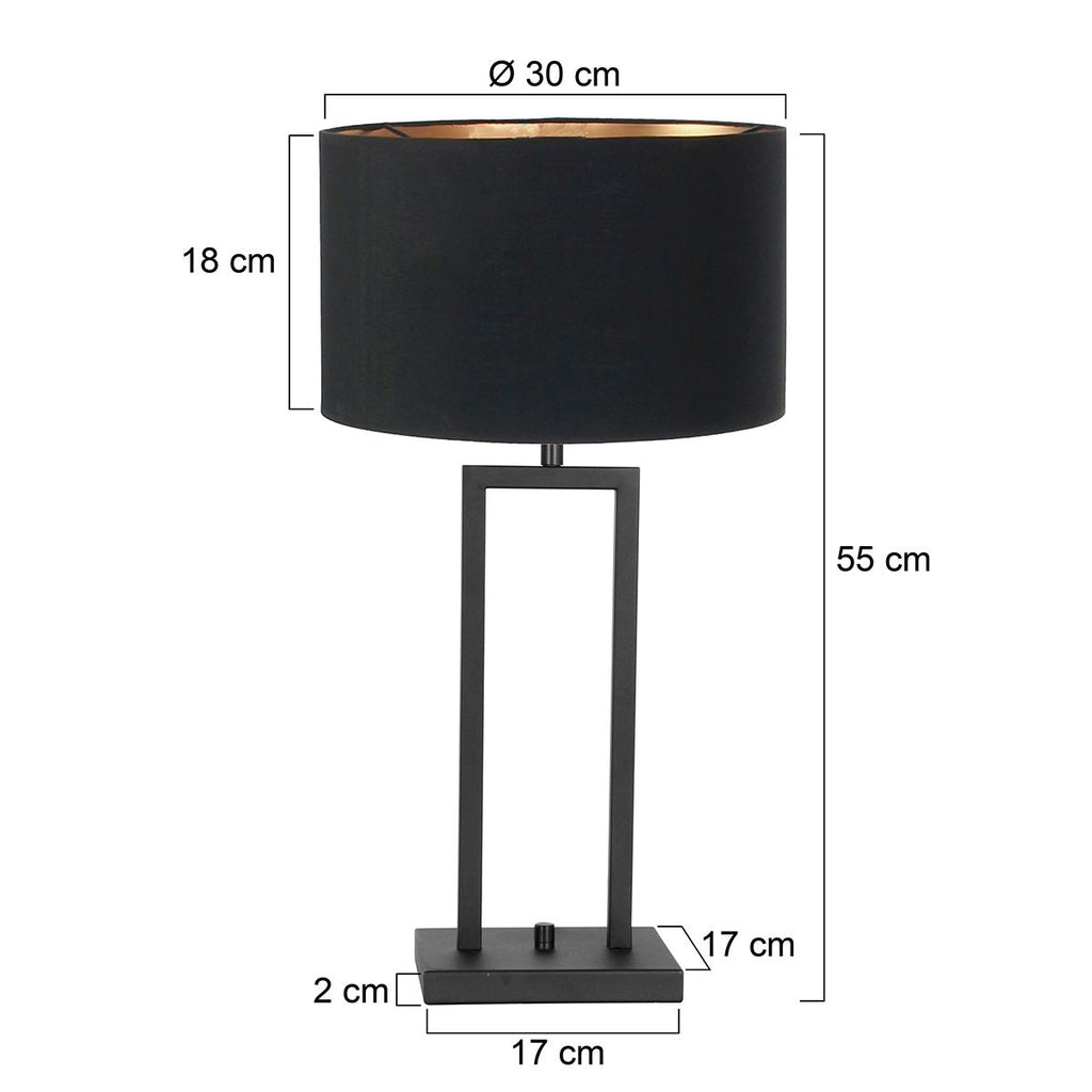 Tafellamp Stang 7194ZW Zwart + Kap Zwart Linnen