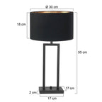 Tafellamp Stang 7194ZW Zwart + Kap Zwart Linnen