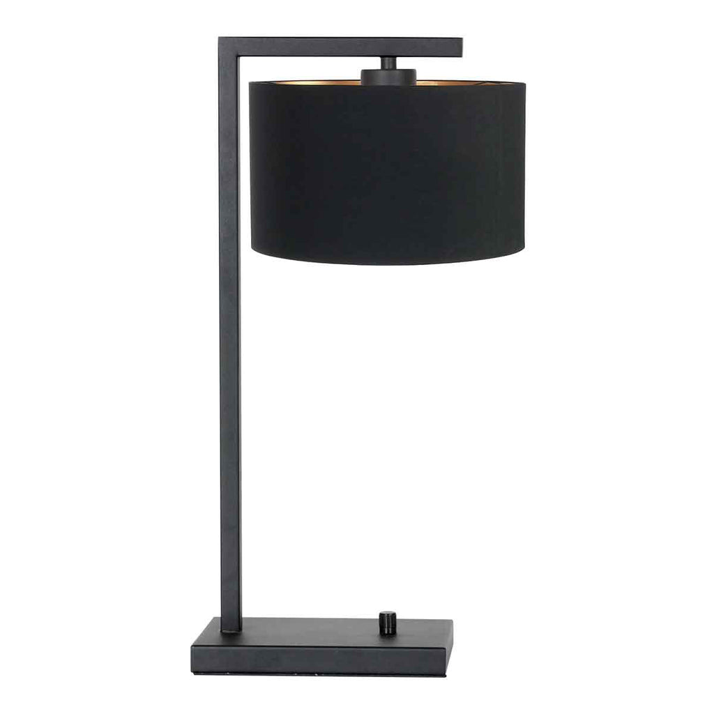 Zwarte tafellamp Stang 7195ZW met zwart linnen kap