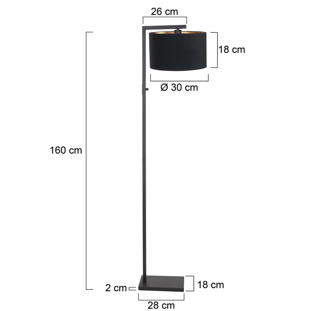 Vloerlamp Stang 7196ZW Zwart + Kap Zwart Linnen