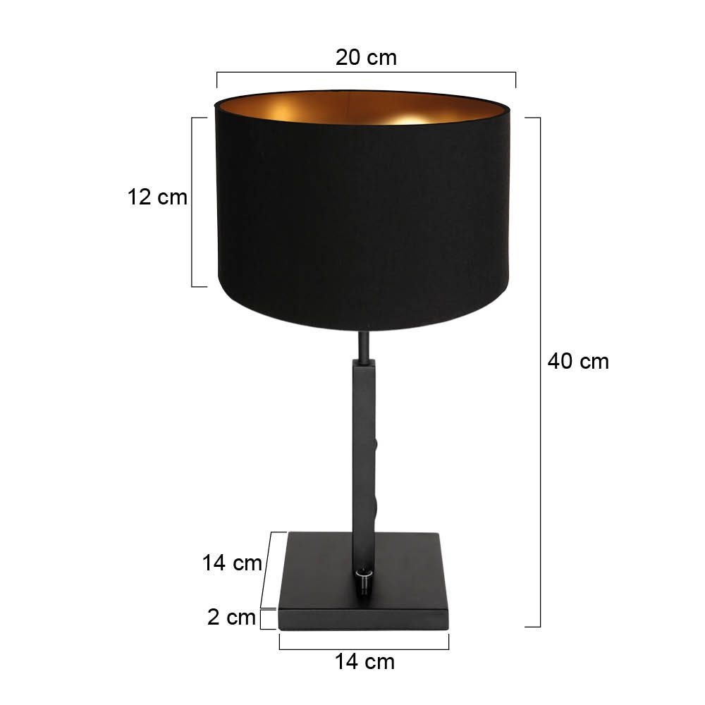 Tafellamp Stang 7197ZW Zwart + Zwart Linnen kap