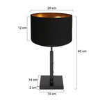 Tafellamp Stang 7197ZW Zwart + Zwart Linnen kap