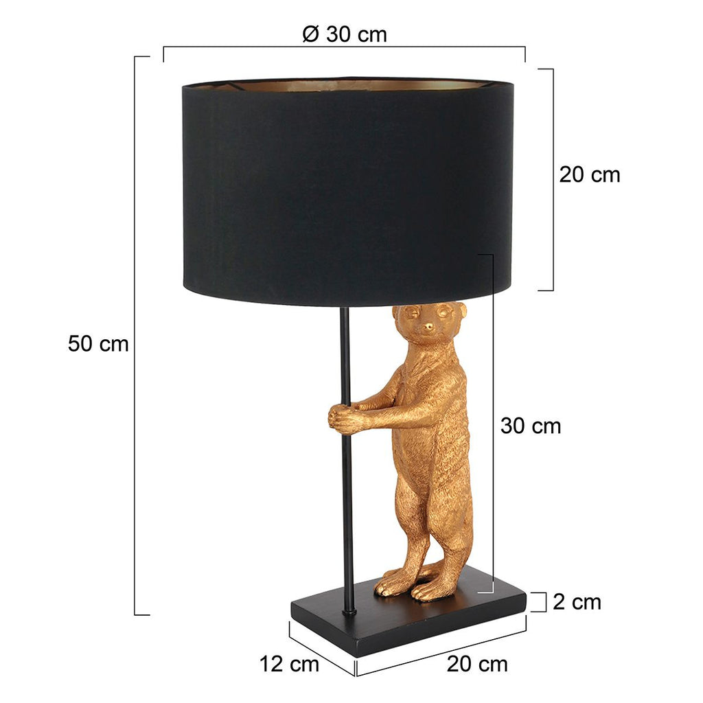 Goud met zwarte tafellamp Animaux