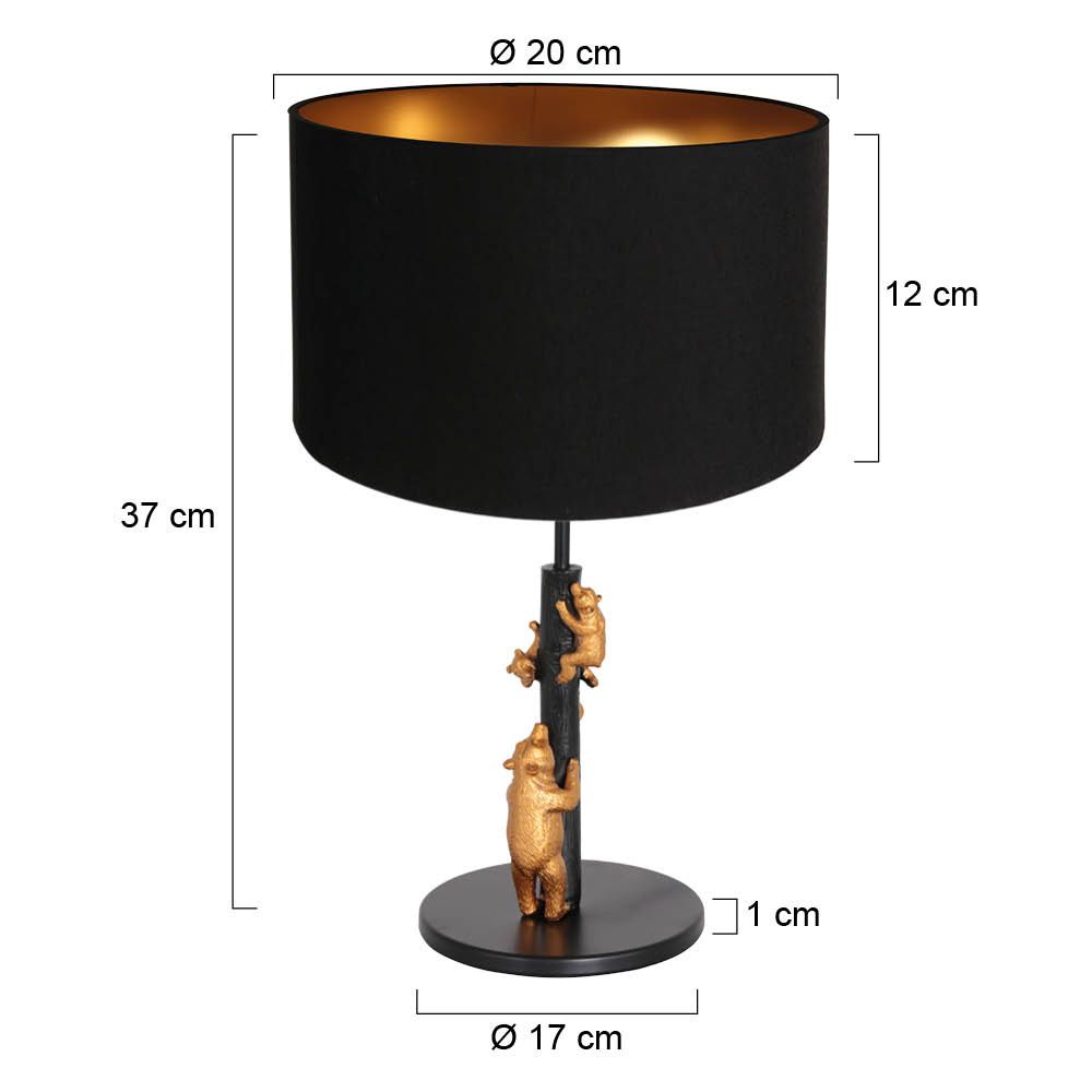 Tafellamp Animaux 3127ZW+K26762S Zwart-Zwart Linnen