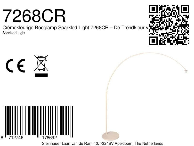Crèmekleurige Booglamp Sparkled Light 7268CR – De Trendkleur van 2025