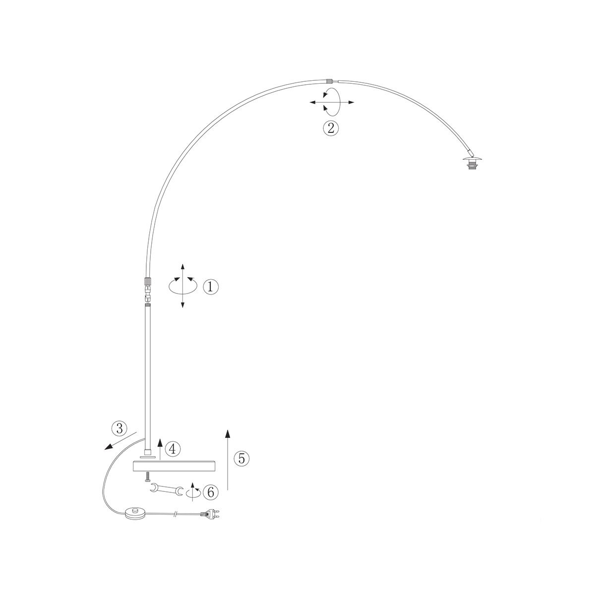 Vloerlamp Sparkled Light 7268W+K10610S Wit-Wit Kunststof