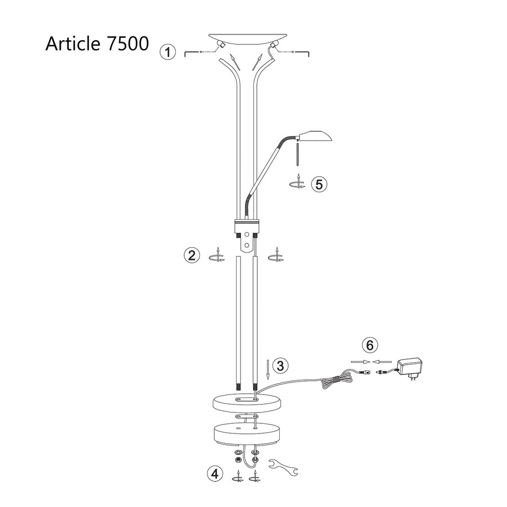 Vloerlamp Biron 7500BR Brons met twee dimmers 2700 Kelvin