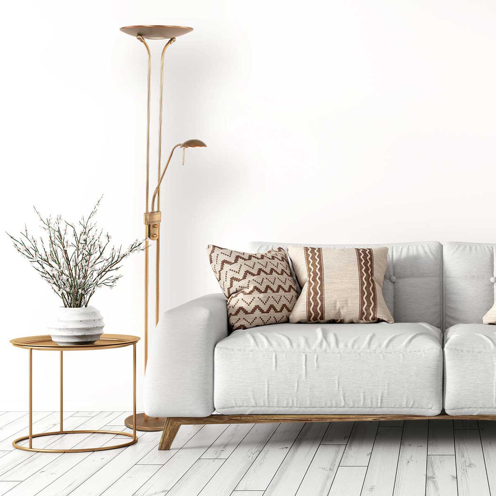 Vloerlamp Biron 7500BR Brons met twee dimmers 2700 Kelvin