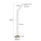 Vloerlamp Biron 1 lichts 7501ST Staal met dimmer 2700 Kelvin