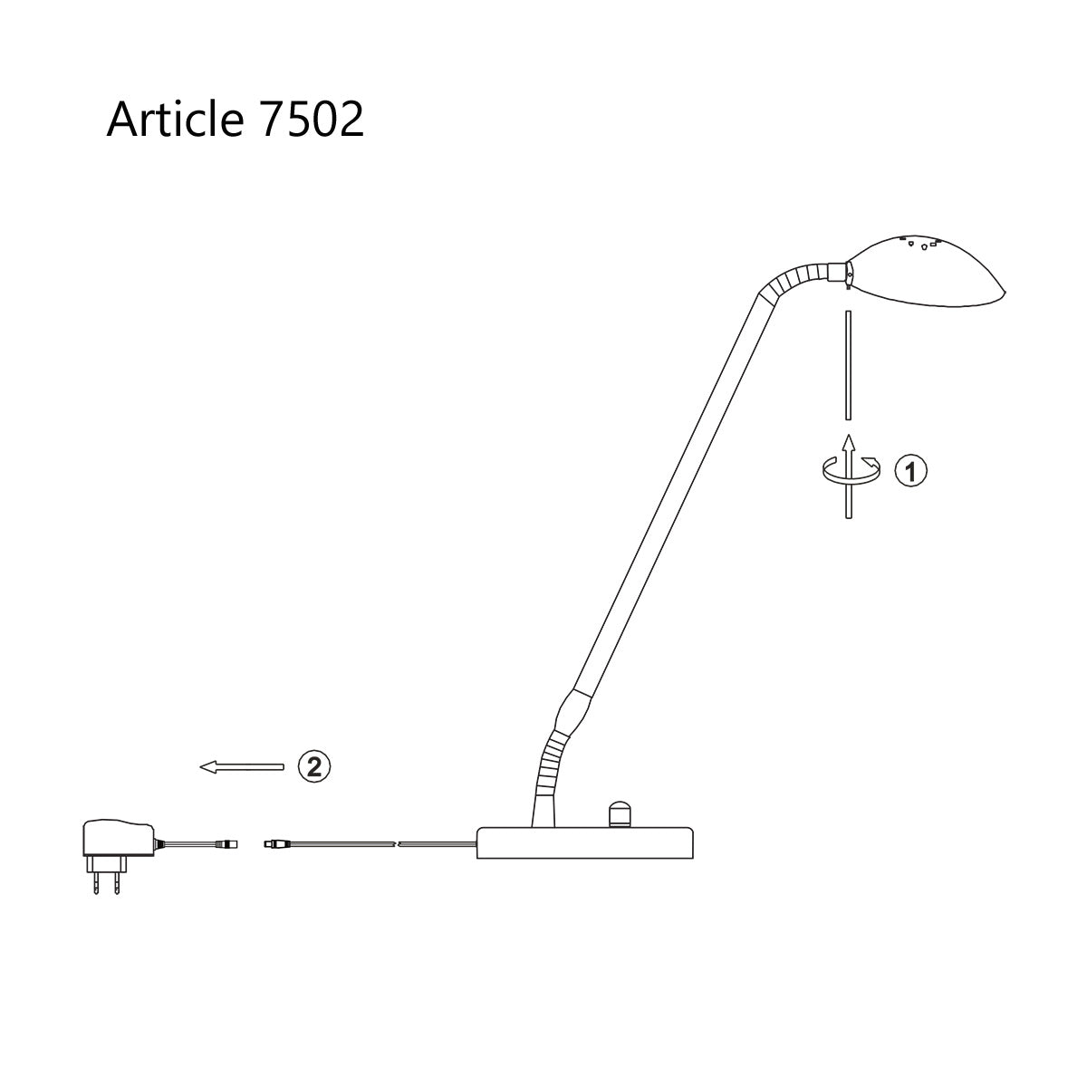 Stalen tafellamp Biron 1 lichts 7502ST met draai dimmer 2700 Kelvin