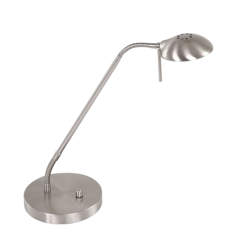 Stalen tafellamp Biron 1 lichts 7502ST met draai dimmer 2700 Kelvin