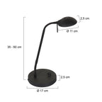 Zwarte tafellamp Biron 1 lichts 7502ZW met draai dimmer 2700 Kelvin