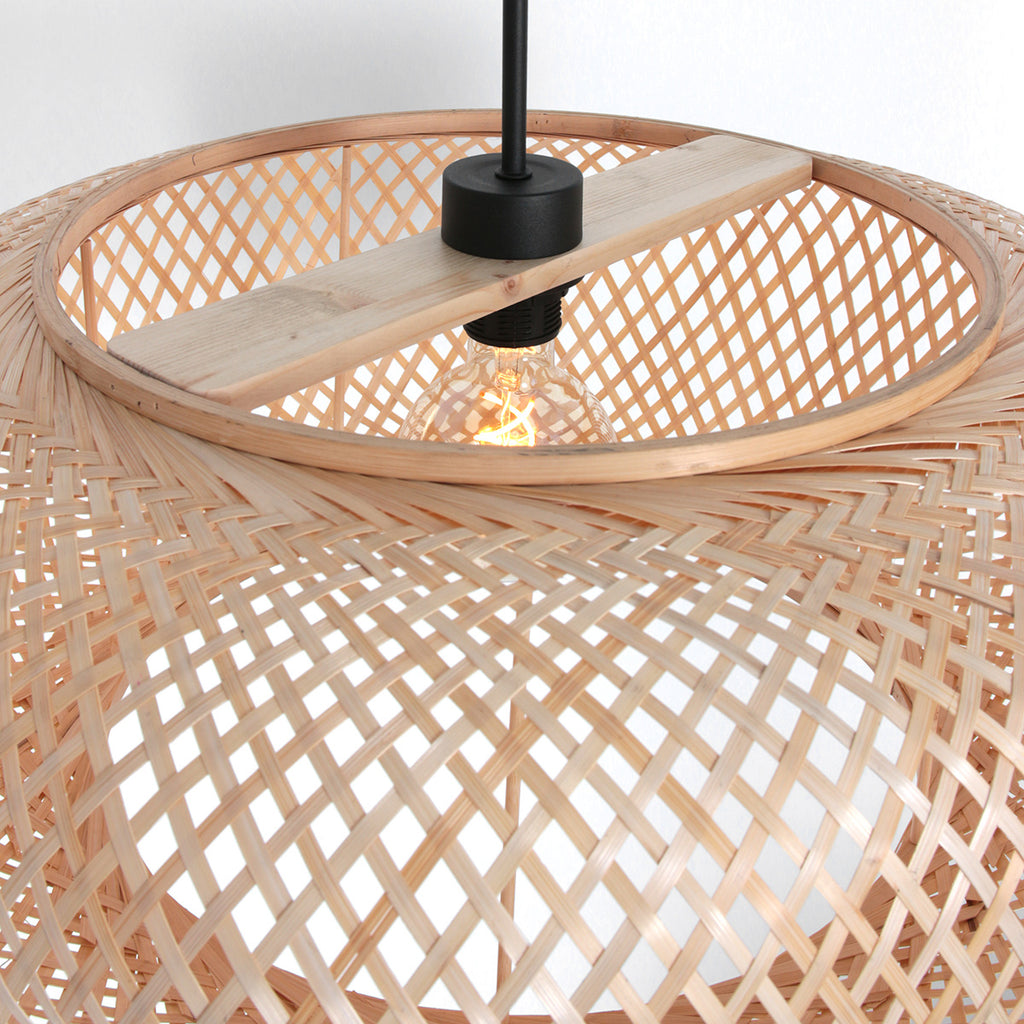 Hanglamp Maze 7505ZW – Beige bamboe lamp met rustige uitstraling