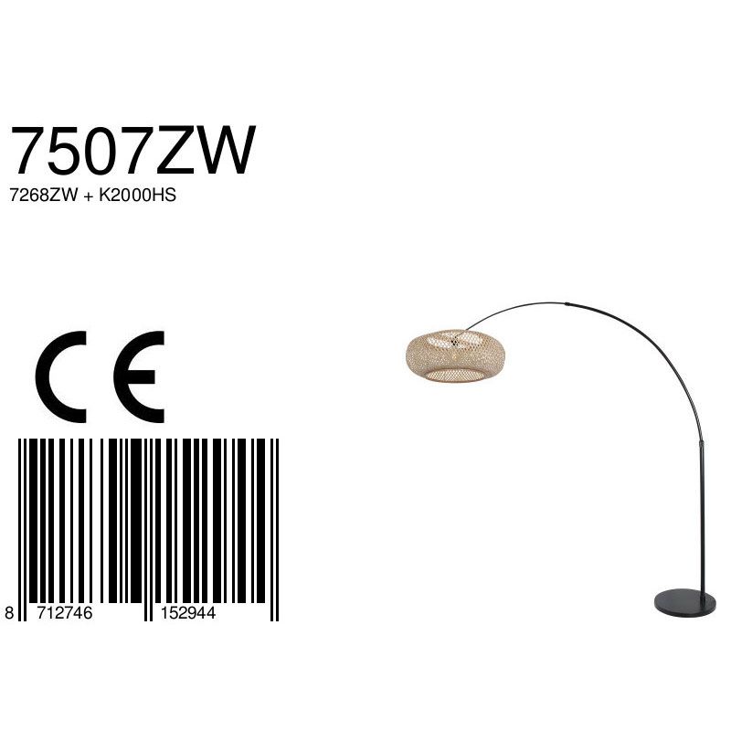 Vloerlamp Sparkled Light 7268ZW+K2000HS Zwart-Bruin