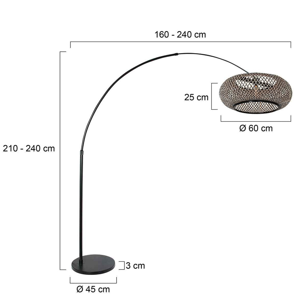 Vloerlamp Sparkled Light 7268ZW+K2001HS Zwart-Zwart/Bruin